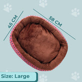 Kuber Industries Dog & Cat Bed|Soft Plush Top Pet Bed|Oxford Cloth Polyester Filling|Medium Washable Dog Bed|Circular Cat Bed with Rise-Edge Pillow|QY039RC-L|Red & Coffee (Pack of 2)